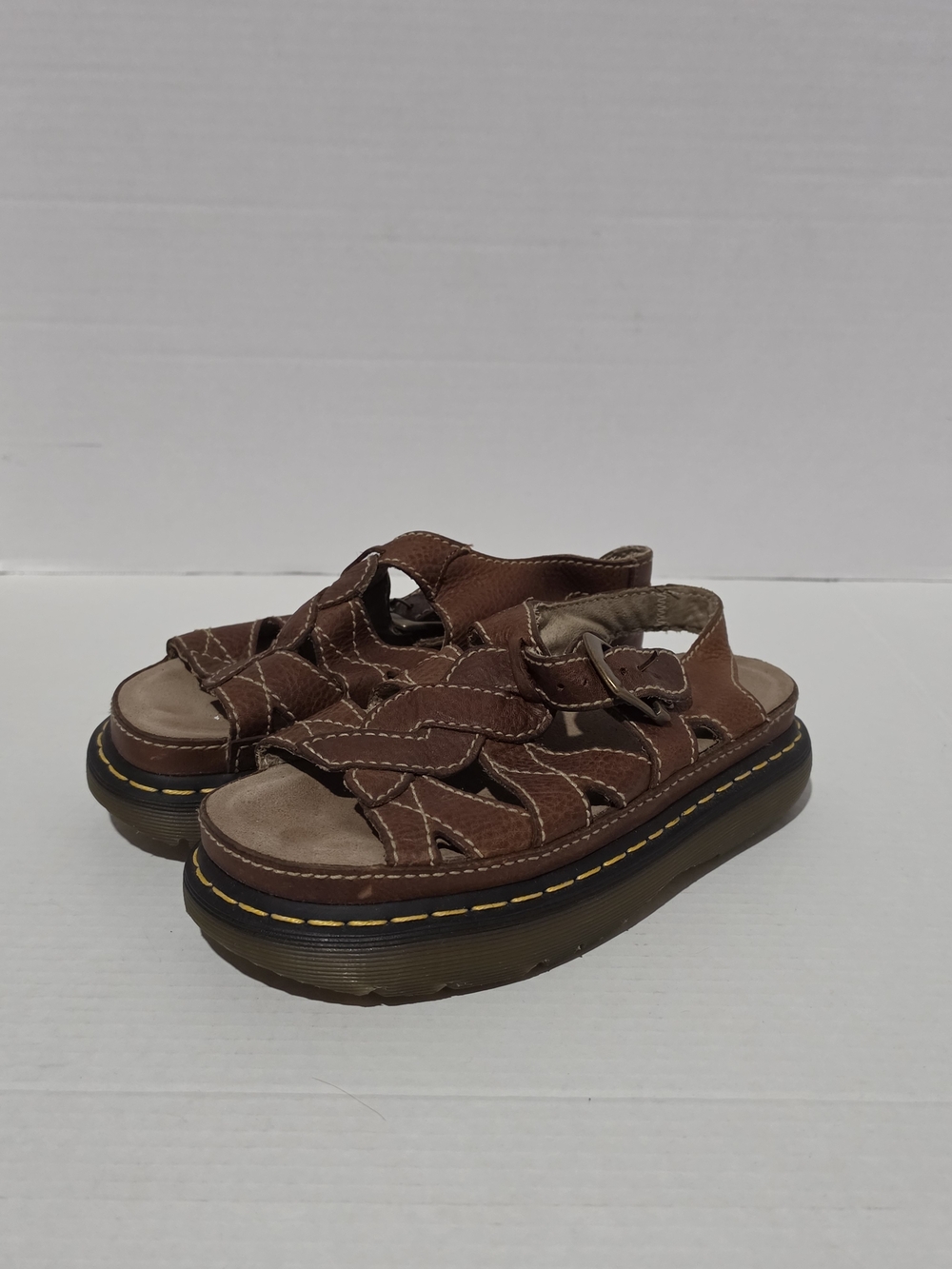 RARE VTG Dr Martens Brown Fisherman Sandals Womens US 8 Chunky Leather Y2K 90s